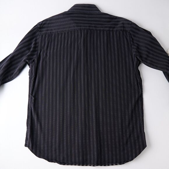 Bugatchi Uomo Shirt XL Black Striped Button-Up Men Long Sleeve Classic Going out - Picture 2 of 12